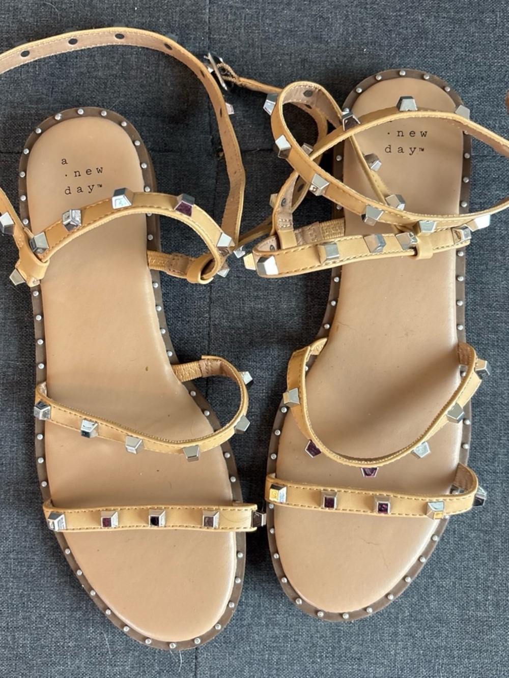 a new day Tan Studded Ankle-Strap Sandals
